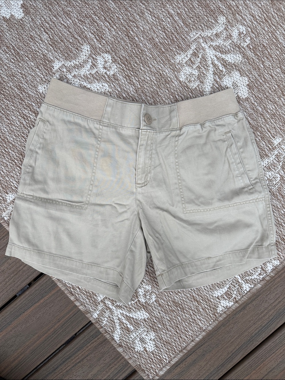 Tommy Hilfiger Beige Elastic-Waist Cotton Shorts